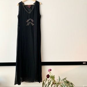April Cornell Black Beaded Maxi Dress